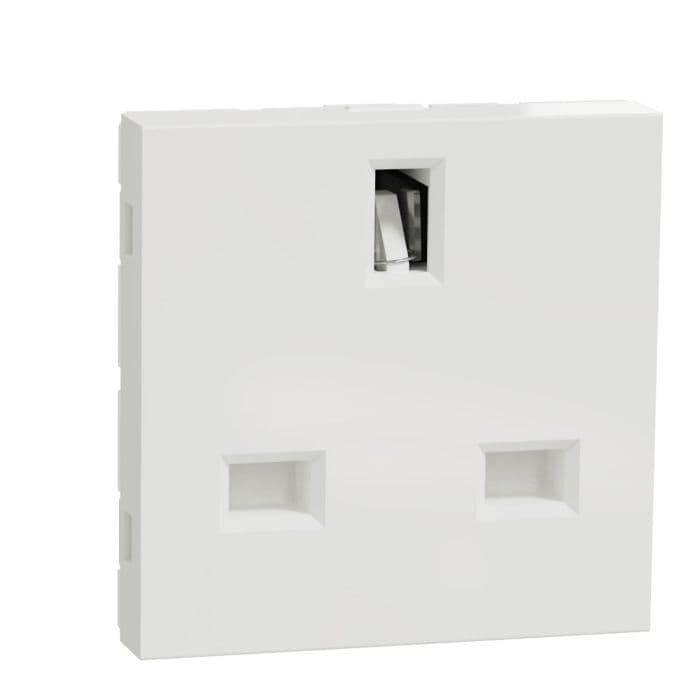 Schneider Electric New Unica British Socket-outlet with shutter 2P+E, 13A, 2 modules, Glossy White