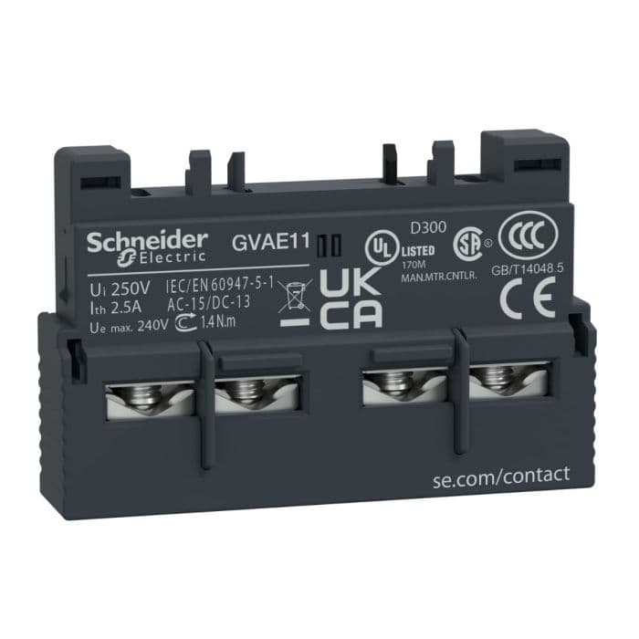 Schneider Electric TeSys GV2/GV3 Auxiliary Contact - 1 NO (Normally Open) + 1 NC (Normally Closed)