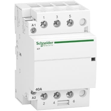 Schneider A9C20843 | Acti9, Contactor iCT – 3 poles – 3 NO – 40 A – 220..240 V AC