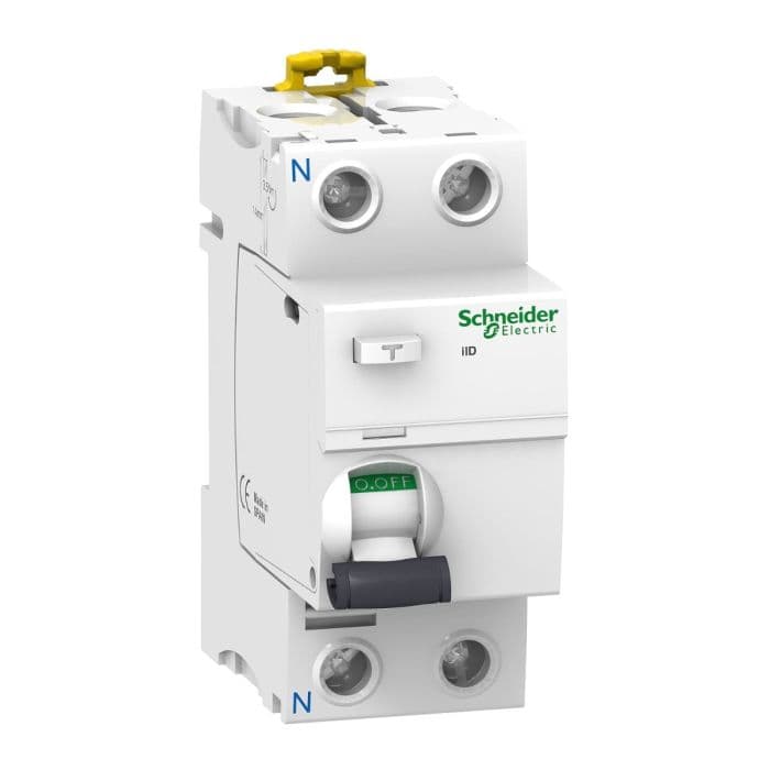 قاطع التيار المتبقي Schneider Electric Acti9 iID، ثنائي القطب، 25 أمبير، 300 مللي أمبير، من النوع AC، 6 كيلو أوم