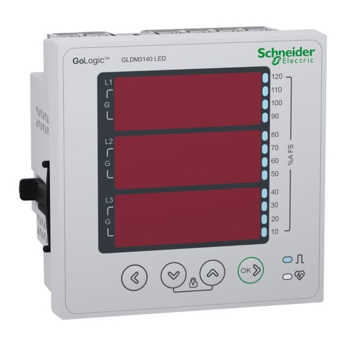 Schneider Electric Power And Energy Meter, Gologic DM3141, Volt, Amps And Frequency Meter, LED, Power Factor, Class 1.0 Without Communication