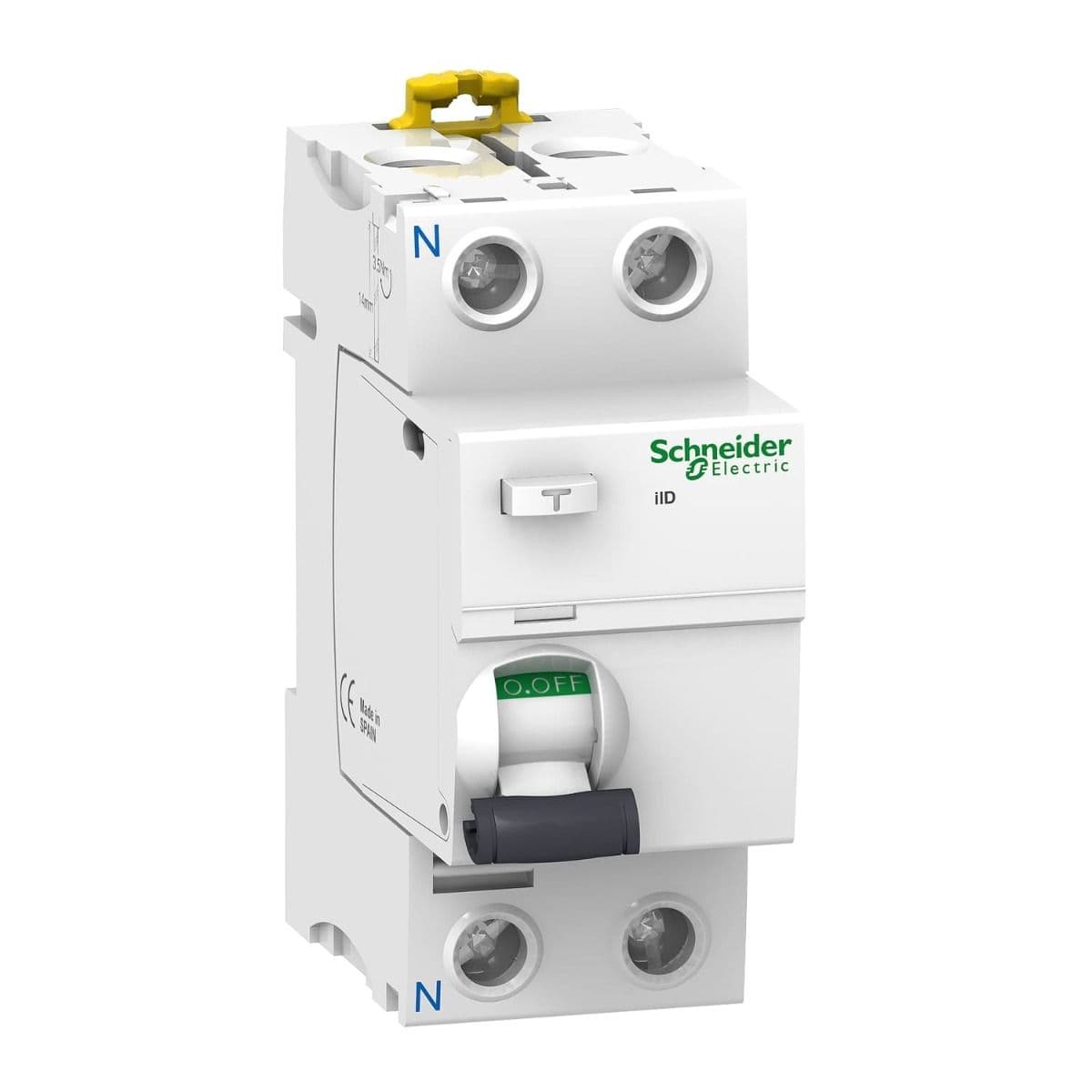 قاطع التيار المتبقي Schneider Electric Acti 9 iID، ثنائي القطب، 80 أمبير، 30 مللي أمبير، نوع التيار المتردد