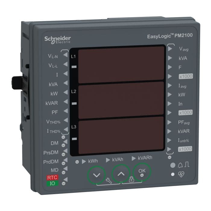 Schneider Electric EasyLogic PM2120 Power and Energy Meter, Up to 15th Harmonic, LED Display, RS485, Class 1