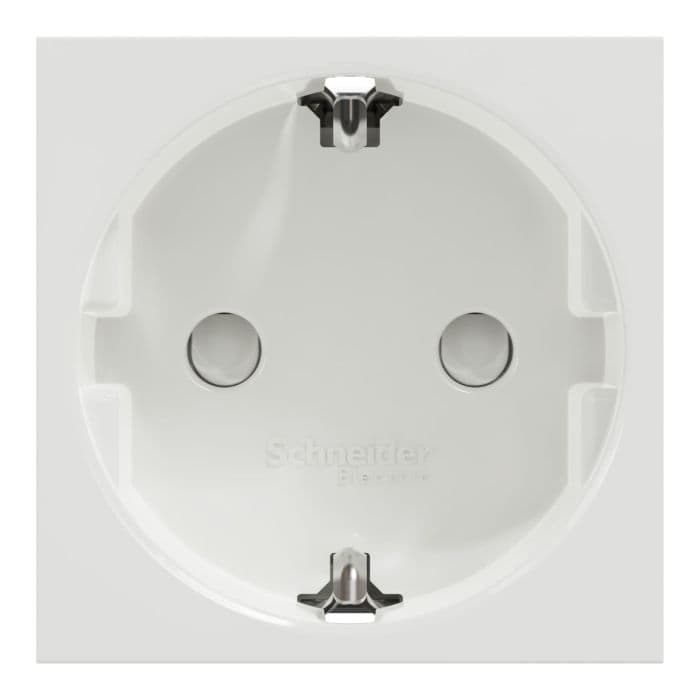 Schneider Electric New Unica 2P+E 16A Schuko Socket Outlet with Shutters, Glossy White