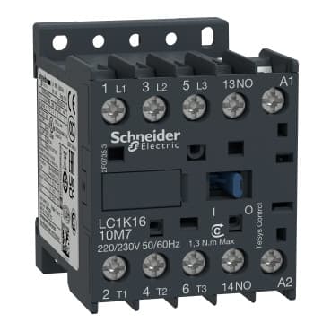 Schneider LC1K1610M7 | TeSys K contactor – 3P – AC-3 <= 440 V 16 A – 1 NO aux. – 220…230 V AC coil