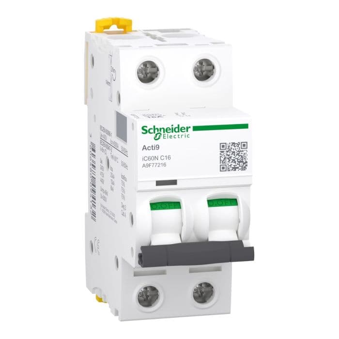Schneider Electric Miniature Circuit-Breaker, Acti9 iC60N, 2P, 16 A, C Curve, 6000 A