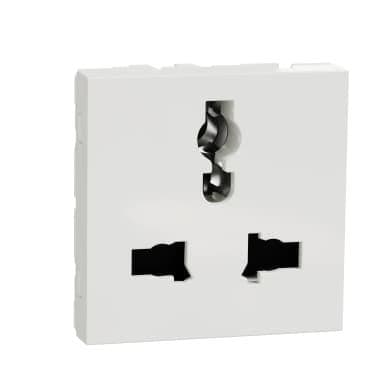 Schneider Electric Socket Outlet, New Unica Multistandard With Shutter, 2 Modules, White