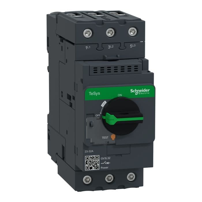 TeSys GV3 Motor Circuit Breaker - 3P, 32A, Magnetic, Rotary Handle, EverLink Terminals, Schneider Electric