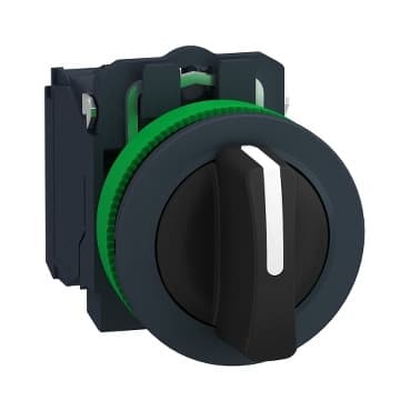مفتاح اختيار شنايدر XB5FD33 | مُثبَّت داخل السطح، بلاستيك، أسود، قطر 30 مم، 3 أوضاع، ثابت، 2 NO