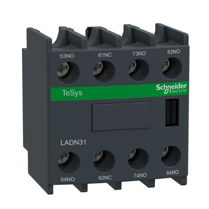 Auxiliary Contact Block, TeSys D, 3NO + 1NC, Front Mounting, Screw Terminals