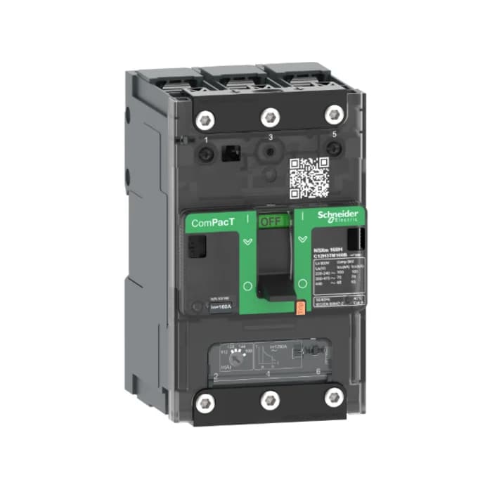 Schneider C11E3TM100B | Circuit breaker, ComPacT NSXm 160E, 16kA/415VAC, 3 poles, TMD trip unit 100A, lugs/busbars