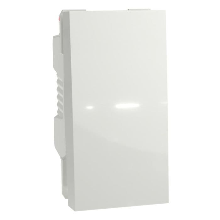 Schneider Electric New Unica Pushbutton Switch 10A, 1-Module, Screwless, White